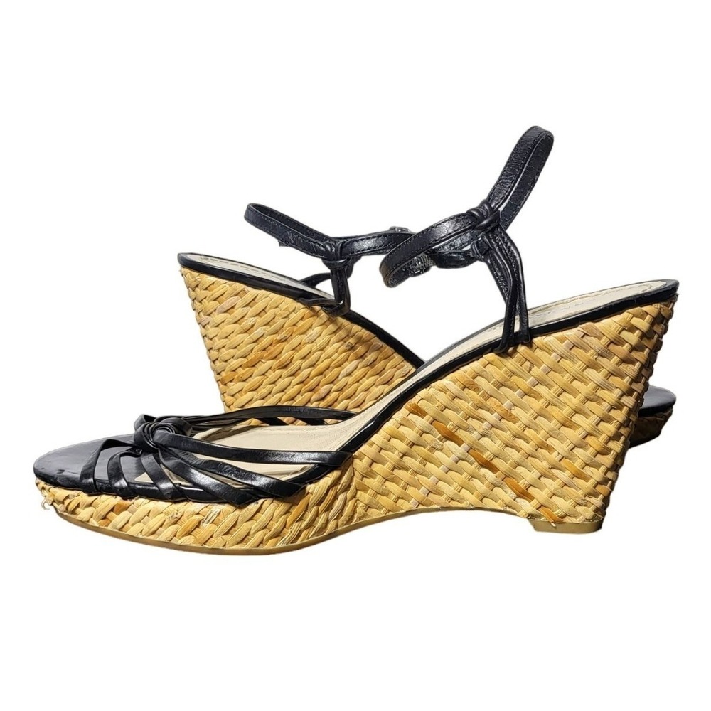 Ann Taylor Womens Raffia Strappy Wedge Heels Size 8.5 Summer Neutral Date Night